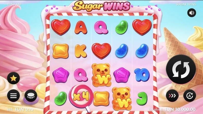 Sugar Wins - zaslon za igro s koluti 5x4